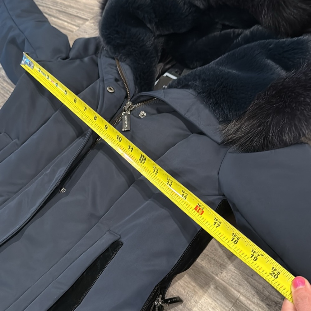 NWT Dawn Levy Luka Abyss Down Parka Hooded Coat Jacket Velvet Genuine Fur Trim - Picture 16 of 16